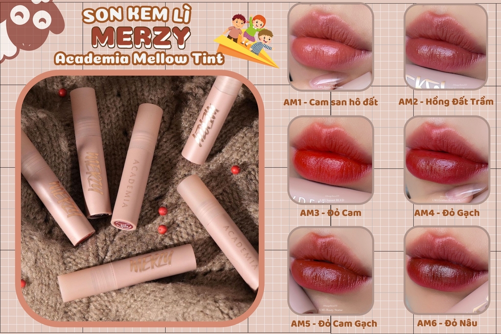 Son Kem Lì Merzy Academia Mellow Tint  AM3 - Màu Đỏ Cam