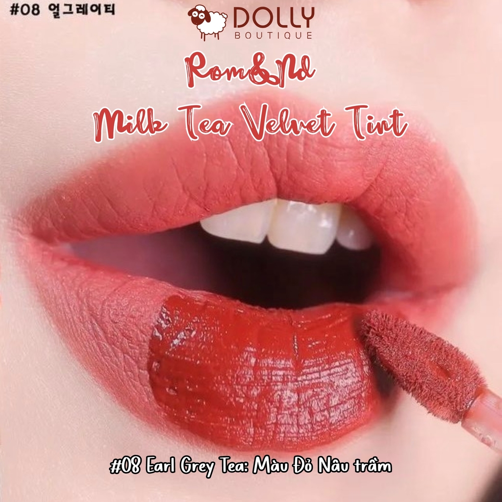 Son Kem Lì Romand Milk Tea Velvet Tint Ver 2 #08 Earl Grey Tea (Màu Nâu Trà)