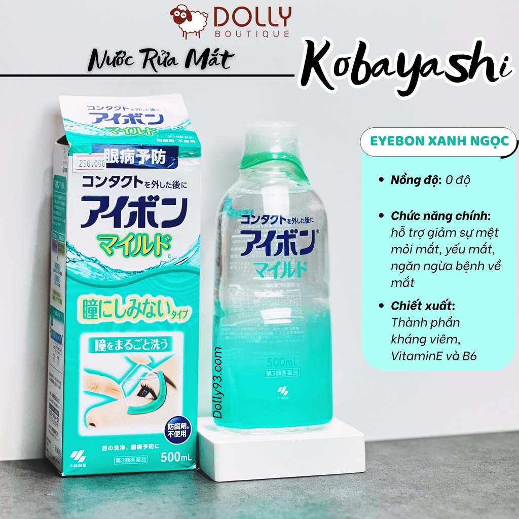 Nước Rửa Mắt Eyebon Kobayashi 500ml - Màu Xanh Ngọc