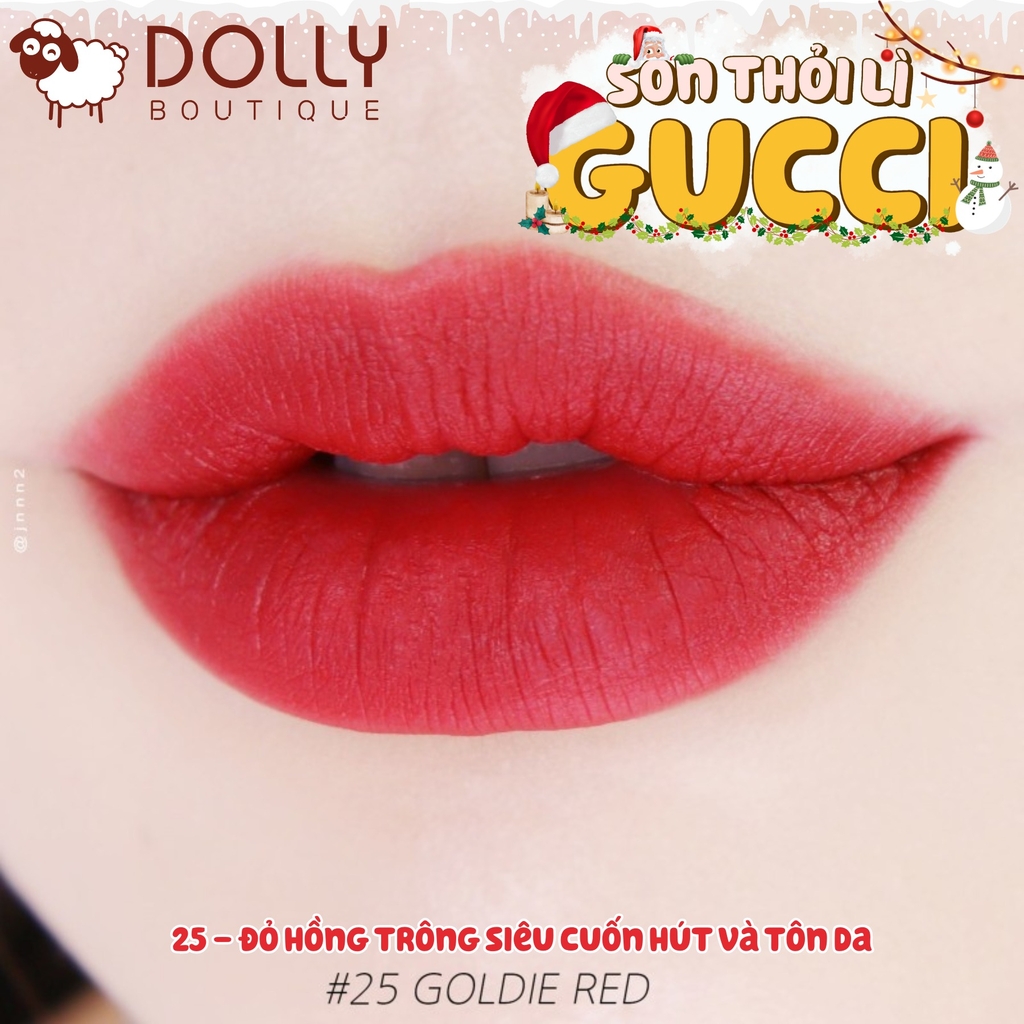 Son Thỏi Lì Gucci Matte Lipstick #25 Goldie Red (Màu Đỏ Thuần)