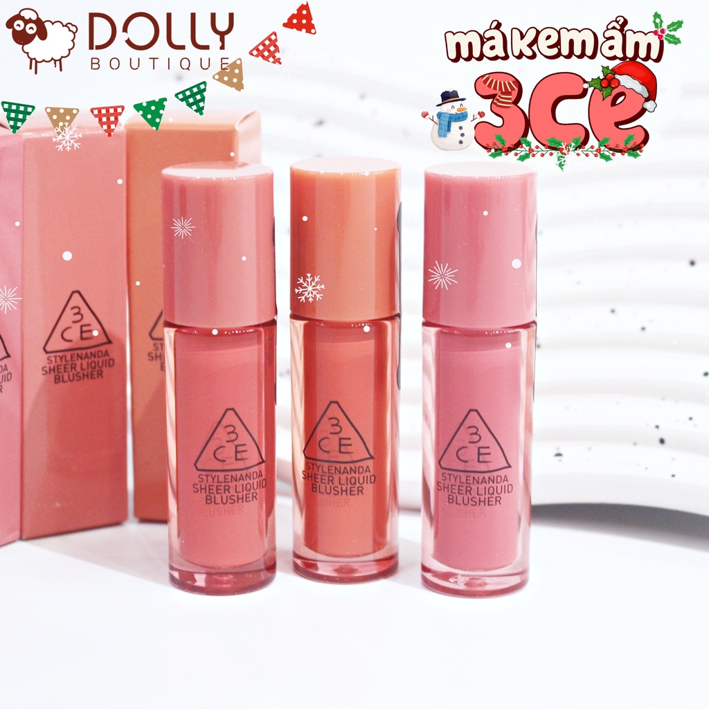 Má Hồng Dạng Kem Bền Màu, Lâu Trôi 3CE Sheer Liquid Blusher - Side Piece ( Tông Hồng ) 3g