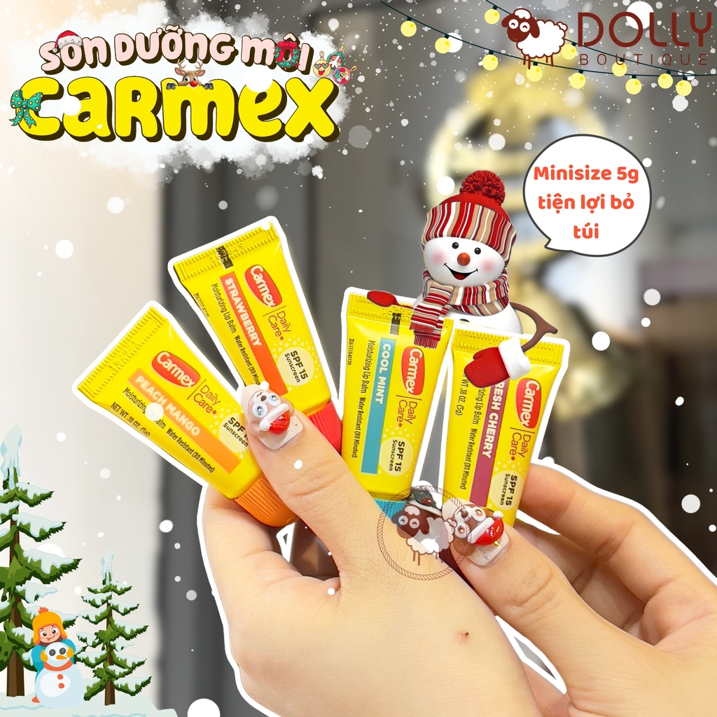 Son Dưỡng Môi Tuýp Carmex Daily Care Moisturizing Lip Balm Tube SPF 15 #Strawberry - 5g