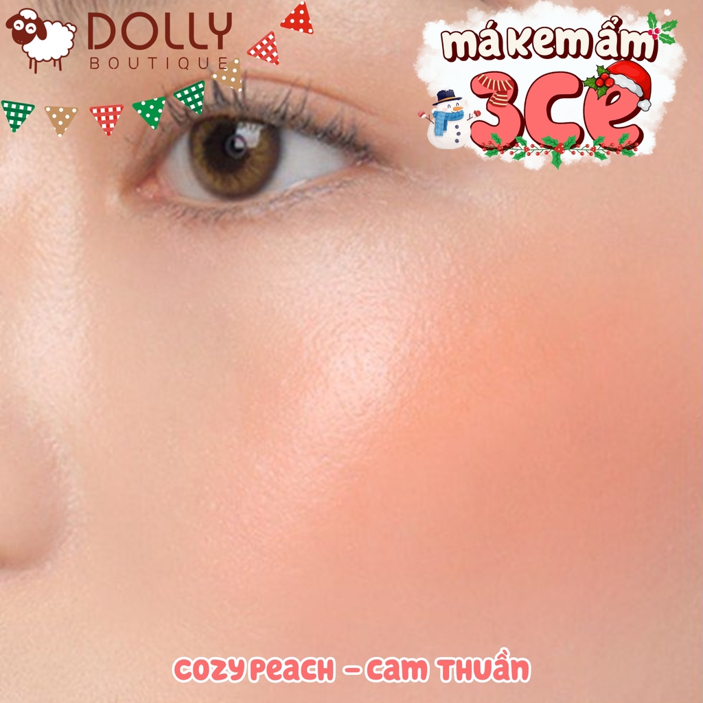 Má Hồng Dạng Kem Bền Màu, Lâu Trôi 3CE Sheer Liquid Blusher #Cozy Peach (Màu Cam Đào) - 3g