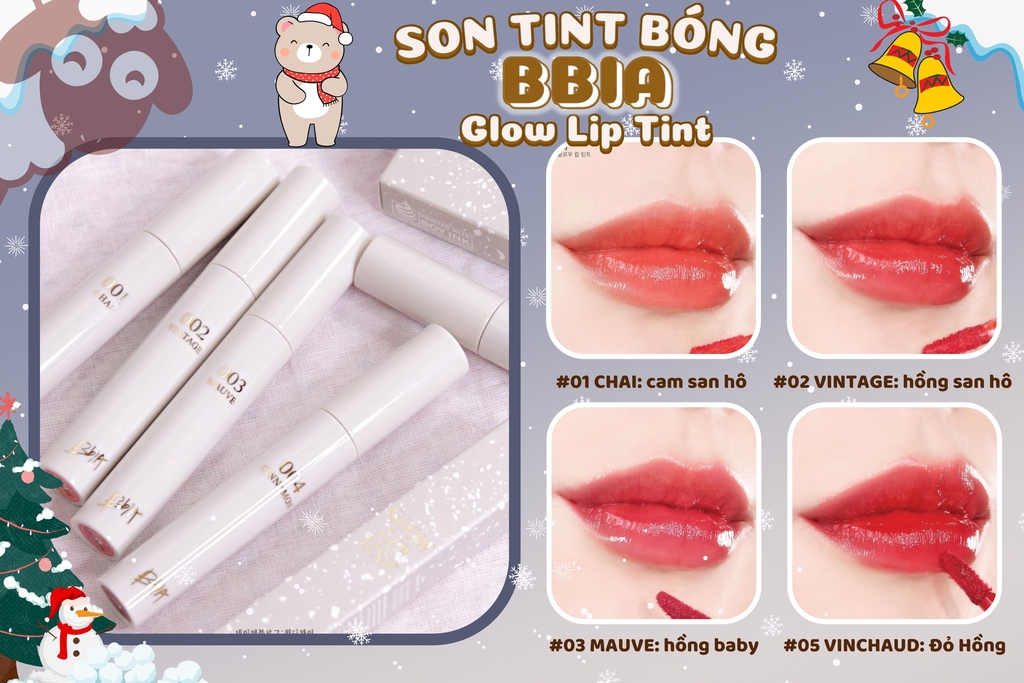 Son Tint Bóng Bbia Glow Lip Tint #05 Vin Chaud ( Màu Đỏ Cherry )