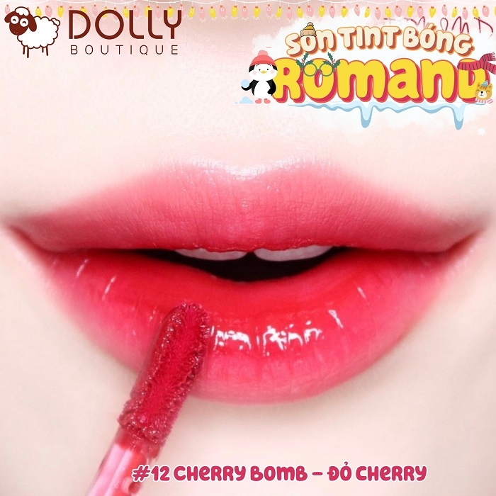Son Kem Dạng Tint Bóng Romand Juicy Lasting Tint #12 Cherry Bomb (Màu Đỏ Cherry)