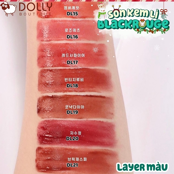 Son Kem Black Rouge Double Layer Over Velvet Ver 3 - Jewelry #DL15 Amber Carat (Đỏ Cam Hổ Phách)