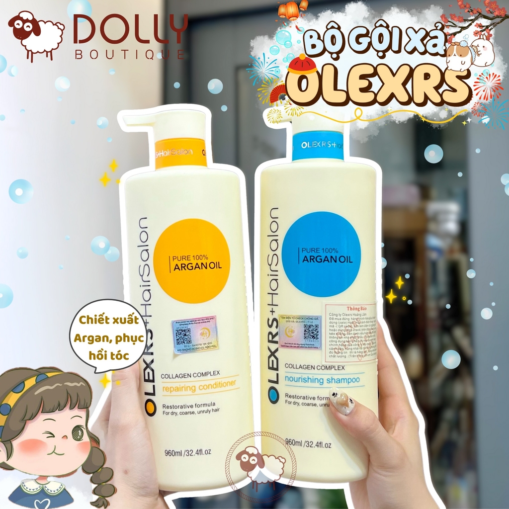 Bộ Gội Xả Olexrs Hair Salon Argan Oil Collagen Complex 960ml*2