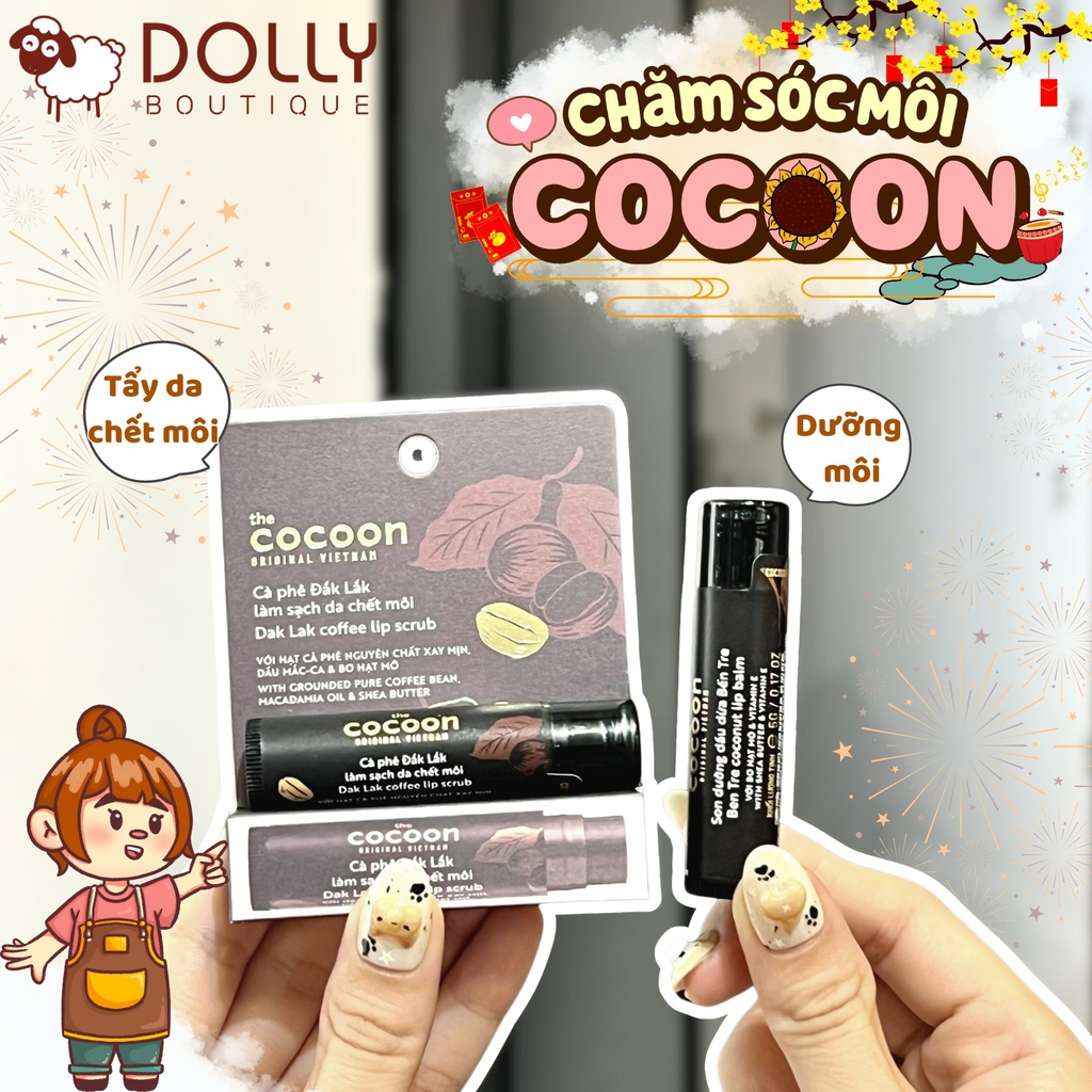 Tẩy Da Chết Môi Chiết Xuất Cà Phê Đắk Lắk Cocoon Dak Lak Coffee Lip Scrub 5g