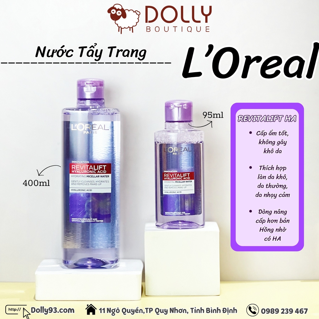 Nước Tẩy Trang Làm Sạch Và Dưỡng Ẩm L'Oreal Revitalift Hyaluronic Acid Hydrating Micellar Water - 95ml