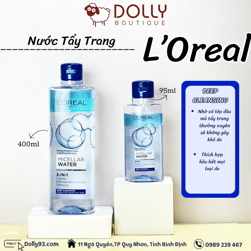 Nước Tẩy Trang L'Oreal Paris 3-in-1 Micellar Water - Deep Cleansing - 400ml