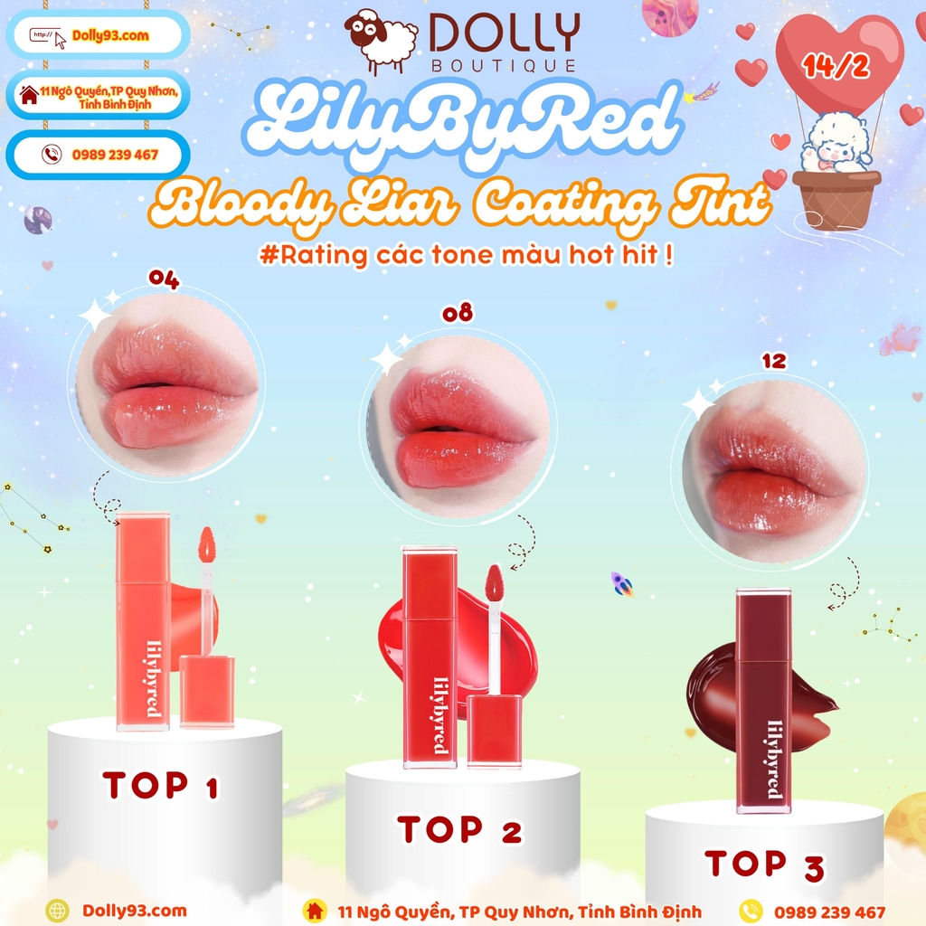 Son Tint Bóng Lilybyred Bloody Liar Coating Tint #04 Shy Peach (Hồng San Hô) - 4g