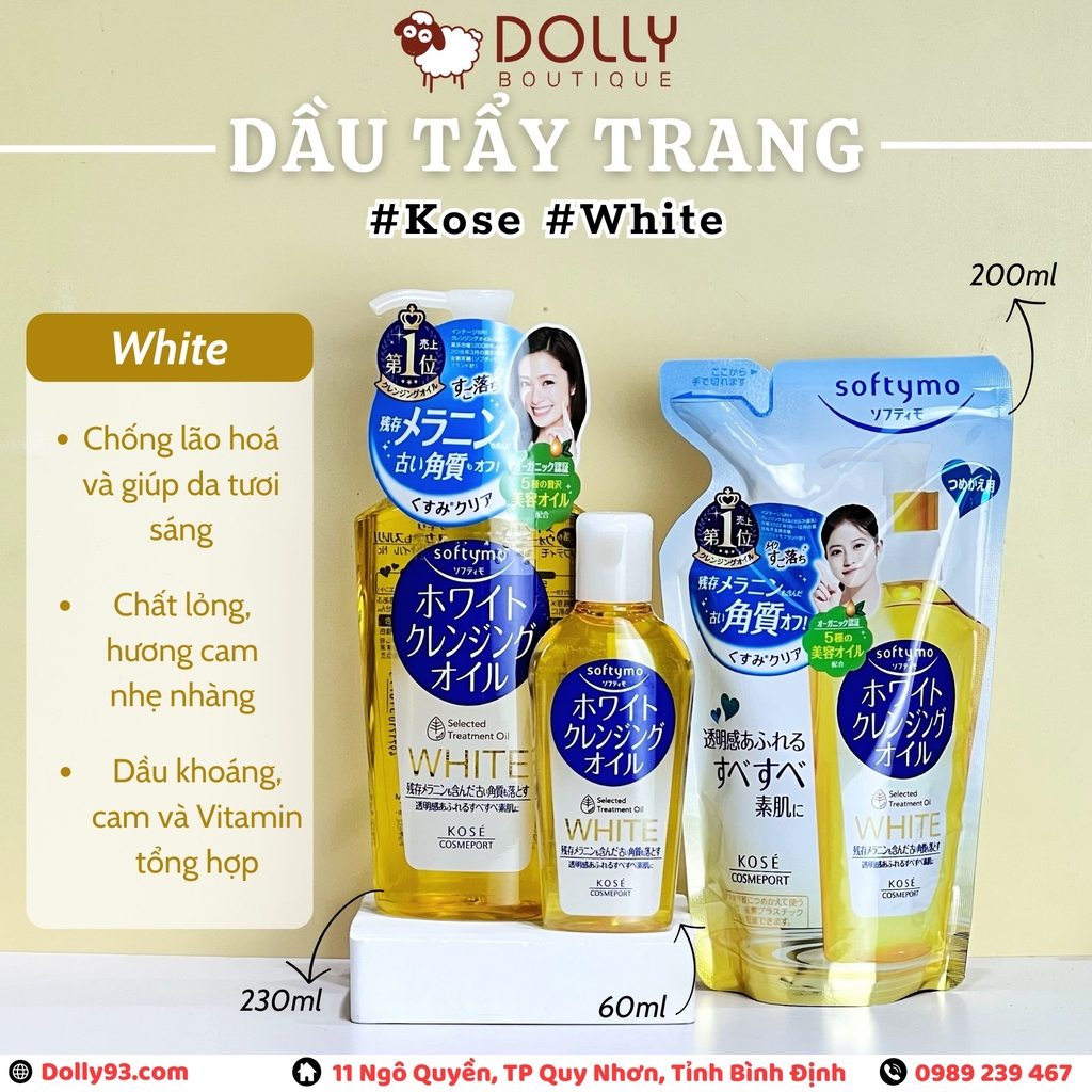 Túi Refill Dầu Tẩy Trang Softymo White Cleansing Oil 230ml