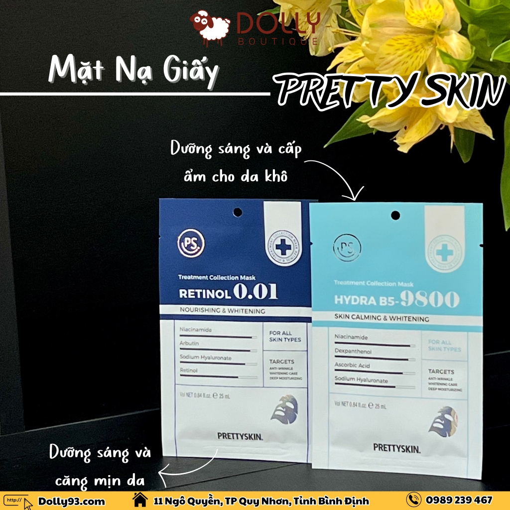 Mặt Nạ Giấy Phục Hồi, Dưỡng Trắng Prettyskin Treatment Collection Mask Hydra B5-9800 - 25ml