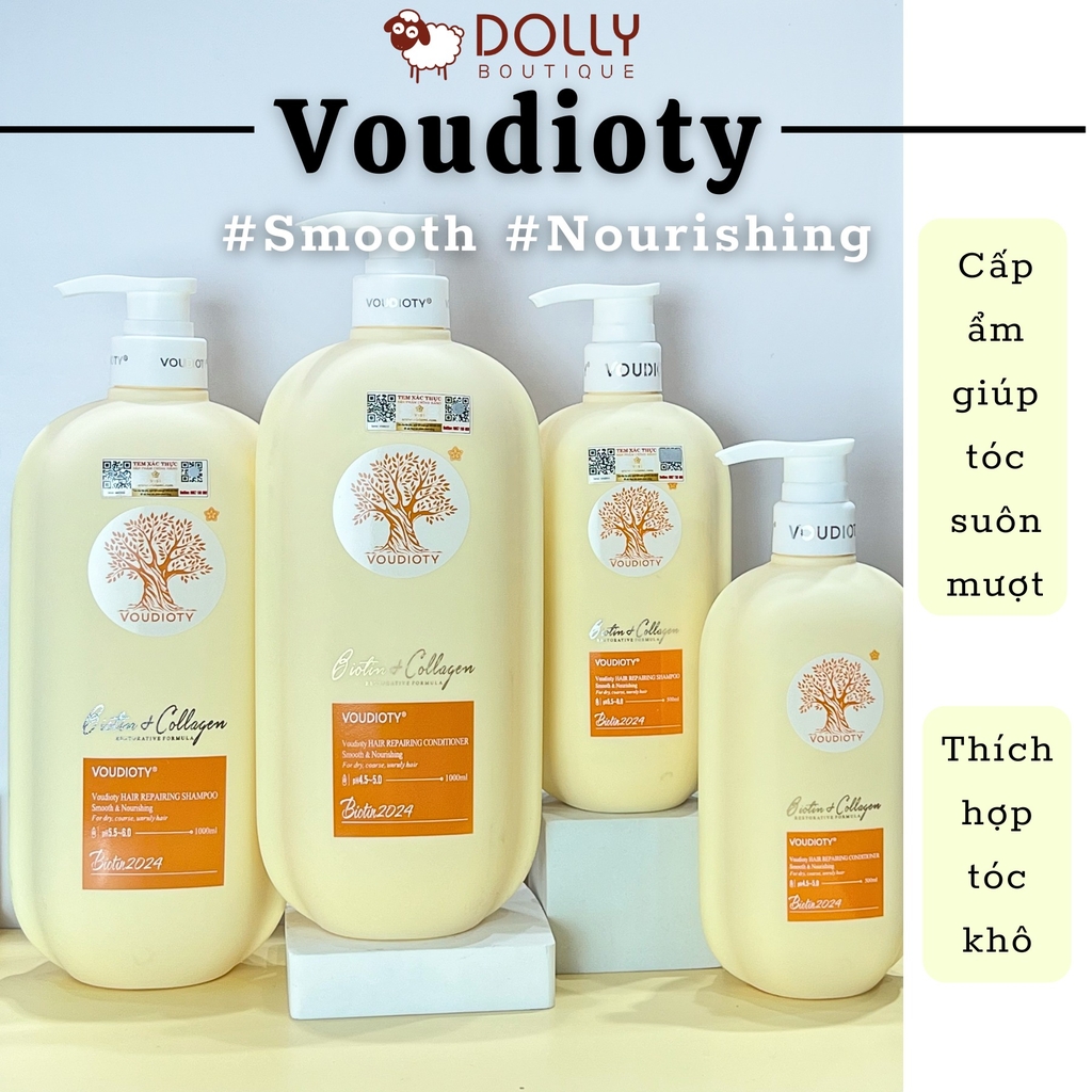 Bộ Gội Xả Voudioty Biotin & Colagen Smooth & Nourishing (Vàng - Siêu Mượt) - 500ml*2