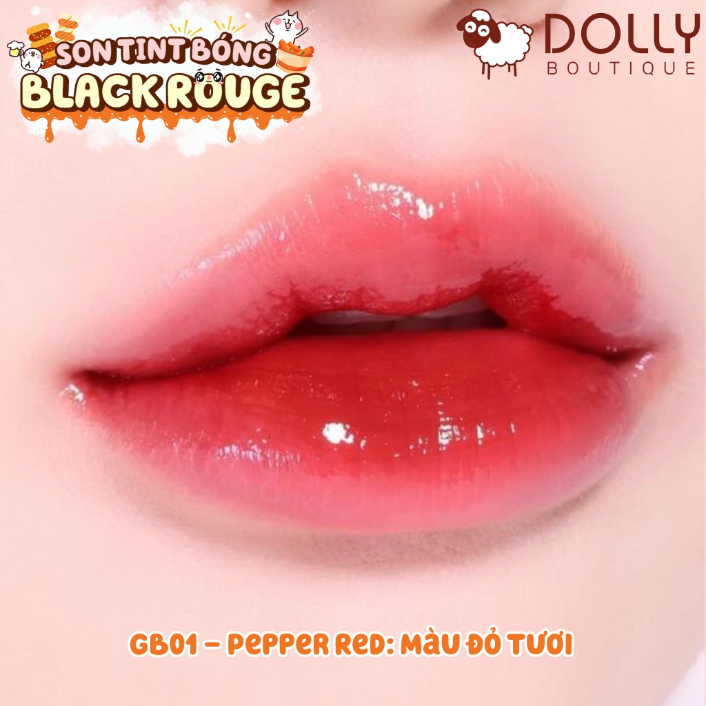 Son Kem Dạng Tint Bóng Black Rouge Glow Bokki Tint #GB01 Pepper Red (Đỏ Tươi)