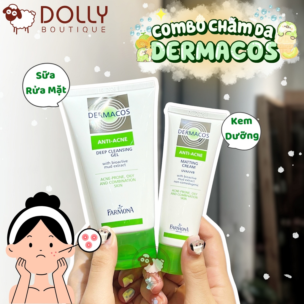 Kem Dưỡng Giảm Bóng Dầu, Ngừa Mụn Dermacos Anti-Acne Matting Cream - 50ml NĐ
