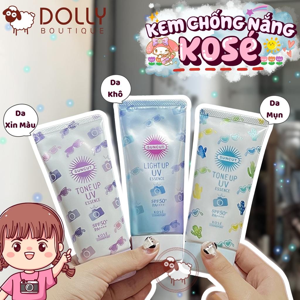 Kem Chống Nắng Làm Dịu Sắc Tố Đỏ Kose Suncut Tone Up UV Essence SPF50+ PA++++ #Mint Green - 80g NĐ