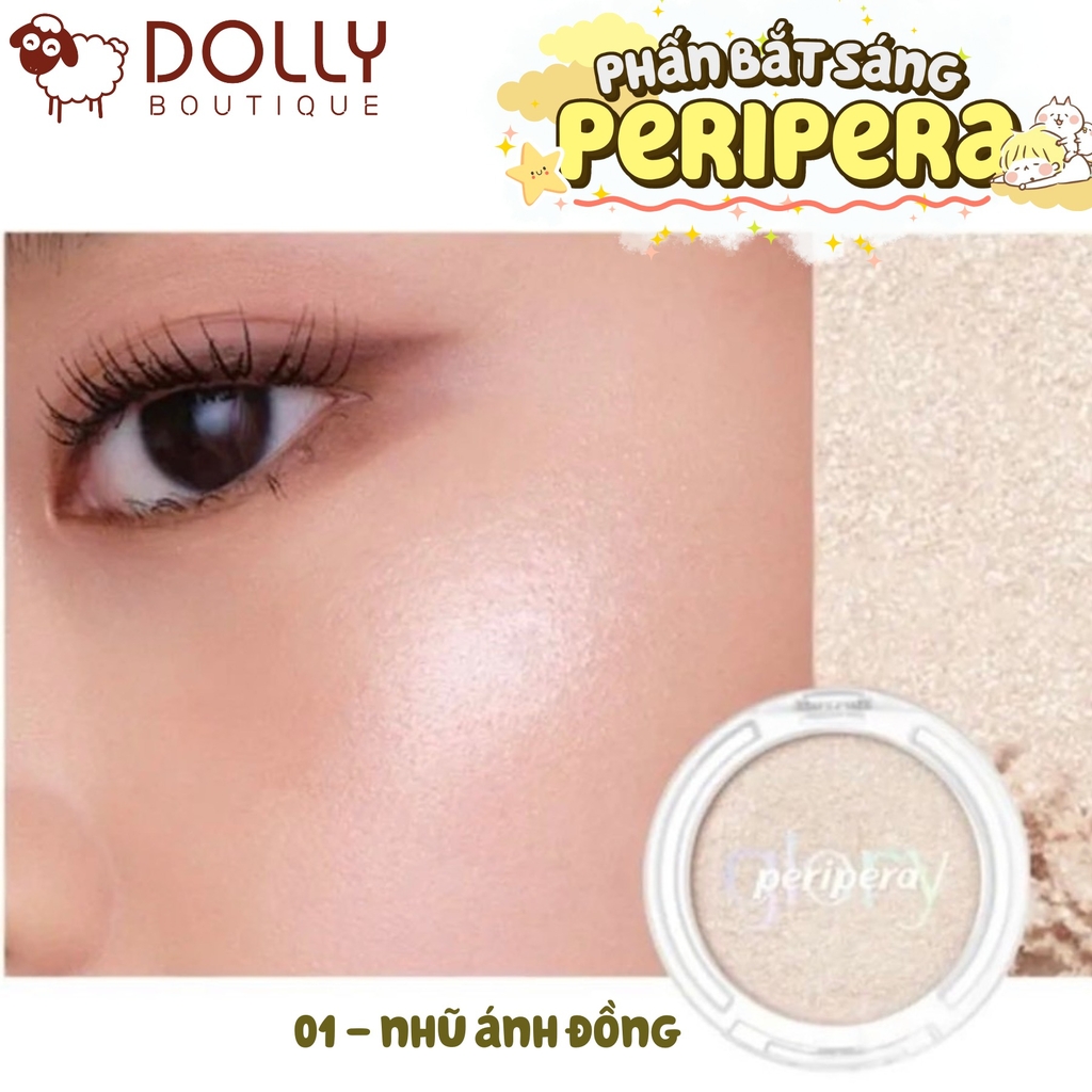 Phấn Bắt Sáng Kèm Cọ Peripera Pure Glory Highlighter Set #01 Day Glory (Ánh Vàng) - 3g