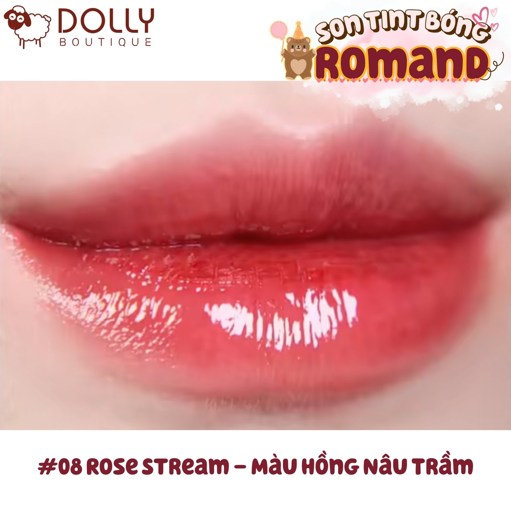 Son Kem Dạng Tint Bóng Romand Glasting Water Tint 4g #08 Rose Stream (Màu Hồng Nâu Trầm)