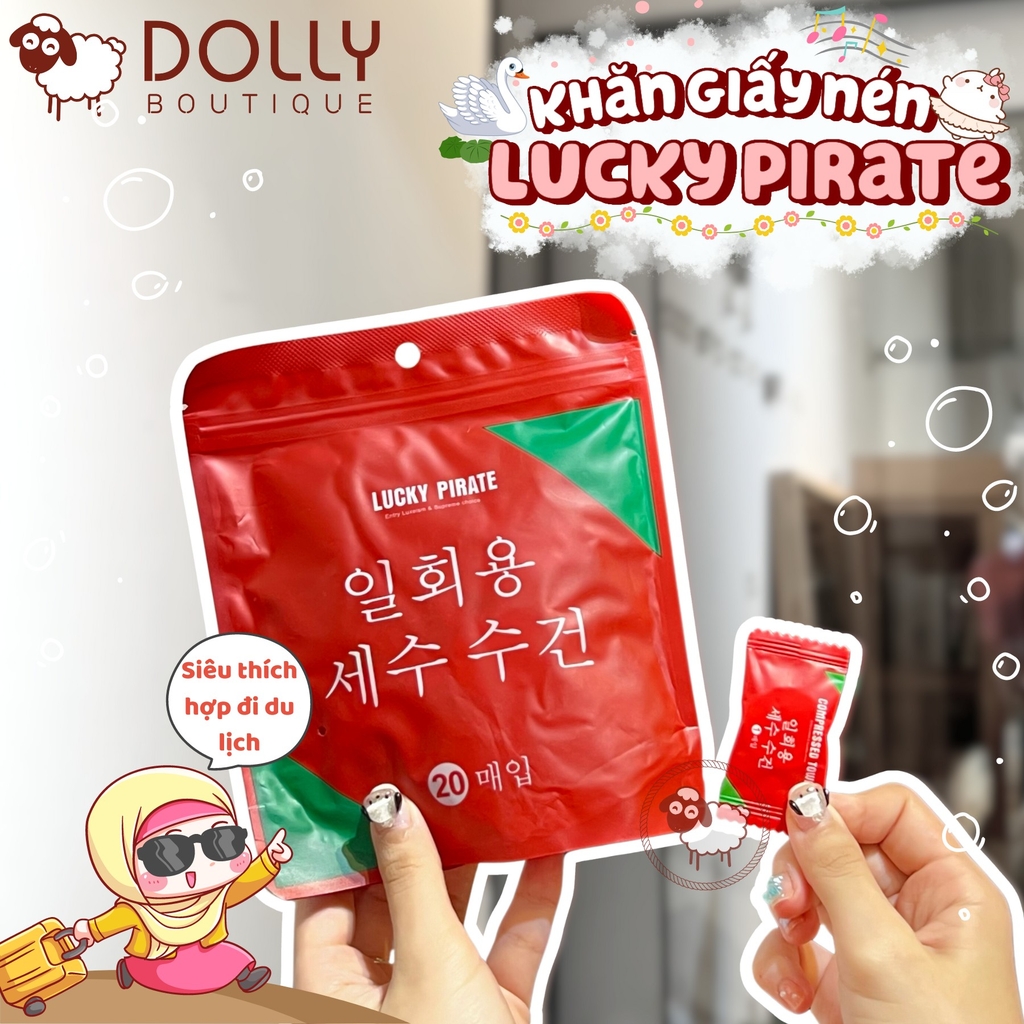 Khăn Giấy Nén Du Lịch Dùng 1 Lần Lucky Pirate Entry Luxeism & Supreme Choice - 1 Túi 20 Viên