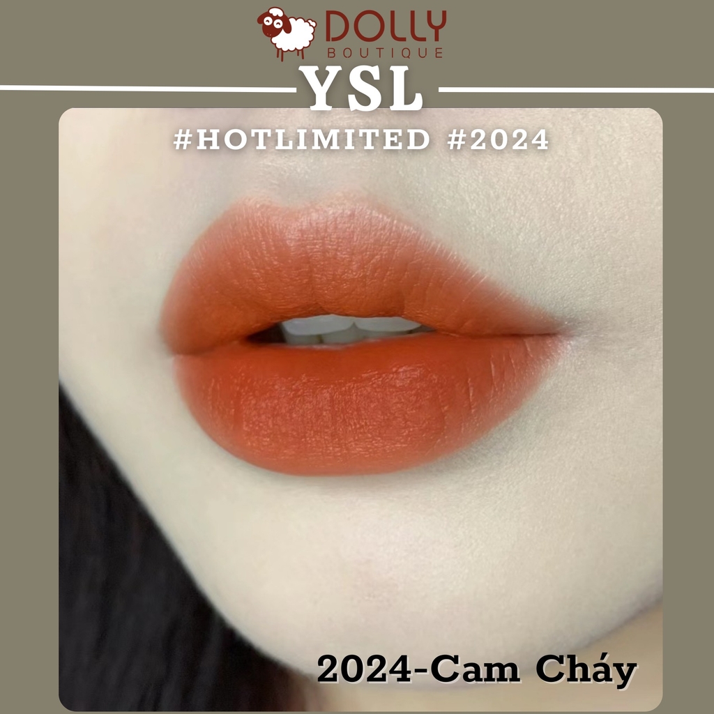 Son Thỏi Lì YSL Latex Love Edition The Slim Matte Lipstick #2024 Fiery Vermillion (Cam Cháy) - 3g
