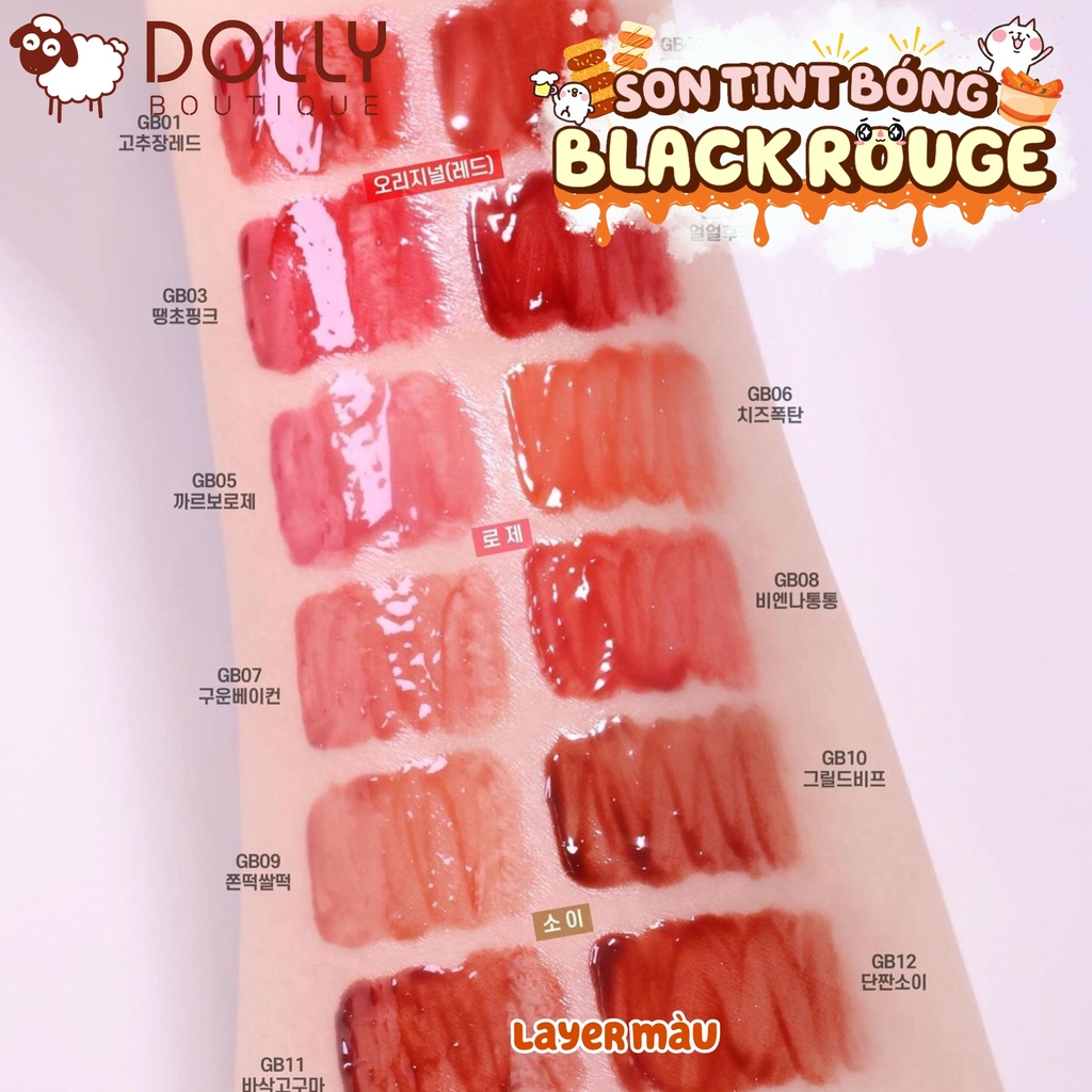 Son Kem Dạng Tint Bóng Black Rouge Glow Bokki Tint #GB08 Vienna Rosé (Hồng Đất).