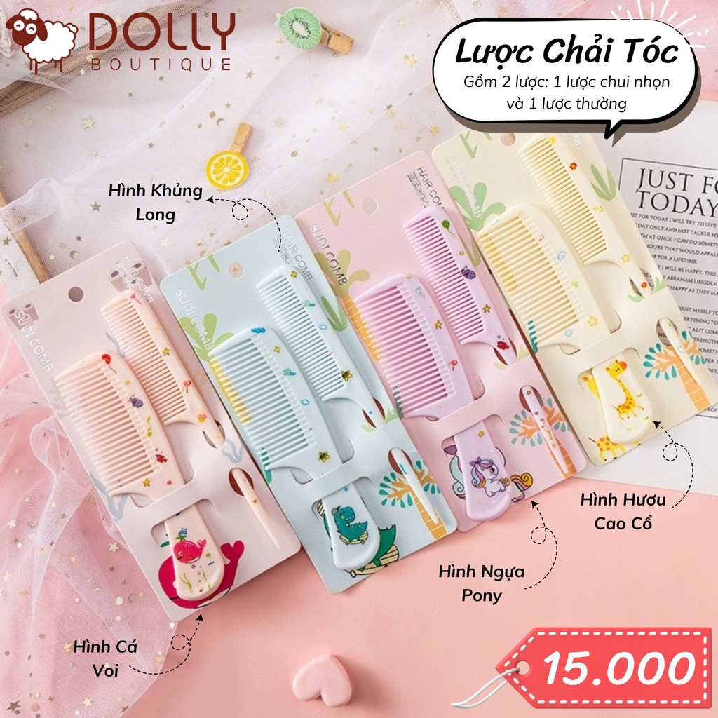 Set 2 Lược Chải Tóc Họa Tiết Cute - Tím Ngựa Pony