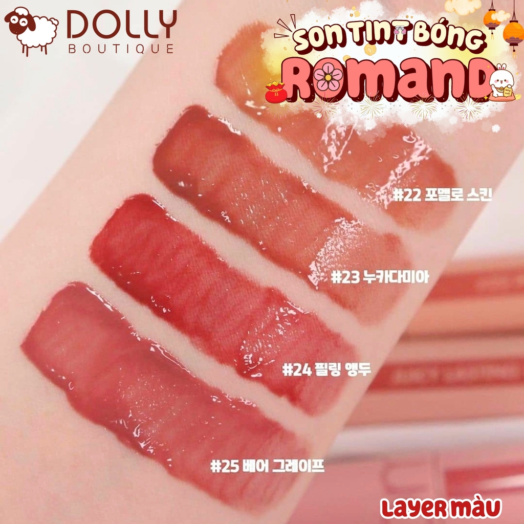 Son Bóng Romand Juicy Lasting Tint #25 Bare Grape (Hồng Sữa) - 5.5g