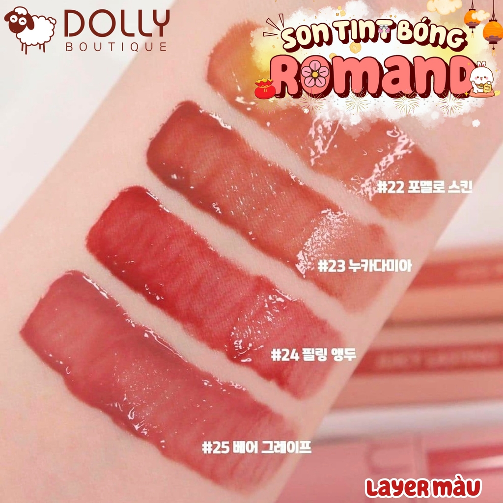 Son Tint Bóng Romand Juicy Lasting Tint 22 Pomelo Skin