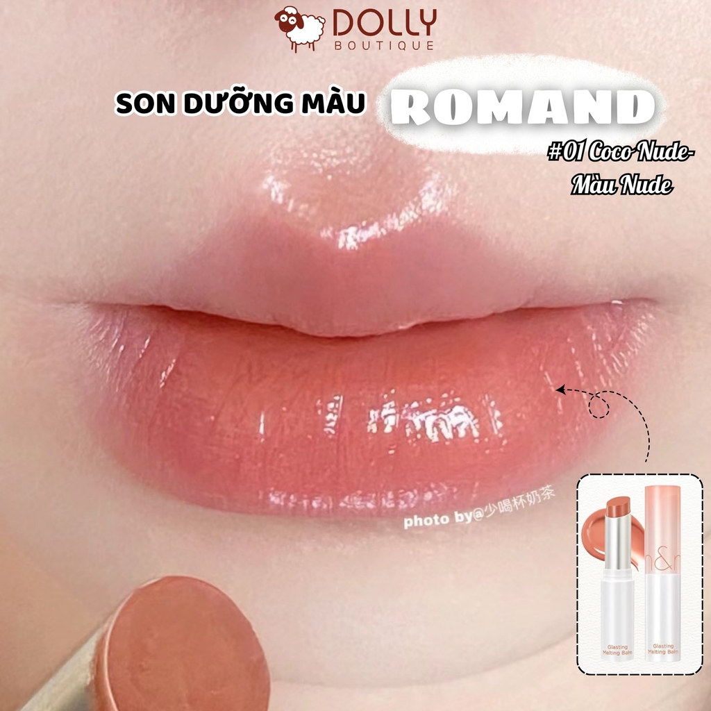Son Dưỡng Có Màu Romand Glasting Melting Balm #01 Coco Nude ( Màu Nude )- 3.5g