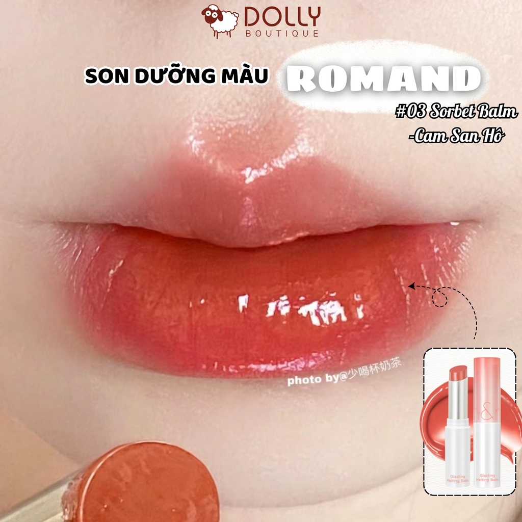 Son Dưỡng Có Màu Romand Glasting Melting Balm #03 Sorbet Balm (Cam San Hô) - 3.5g