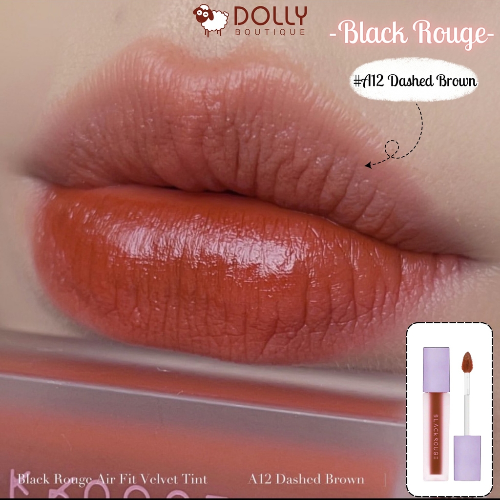 Son Kem Lì Black Rouge Air Fit Velvet Tint  #A12 Dashed Brown ( Màu Nâu Gạch Trầm ) - 4.5g