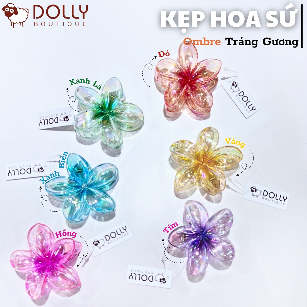 Kẹp Hoa Sứ Lớn Tráng Gương - Hồng