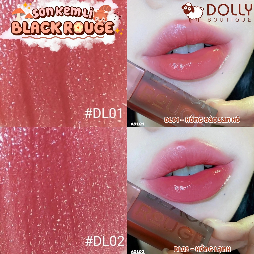 Son Kem Black Rouge Double Layer Over Velvet  #DL02 Mute Layer ( Màu Hồng Lạnh ) - 4.1g
