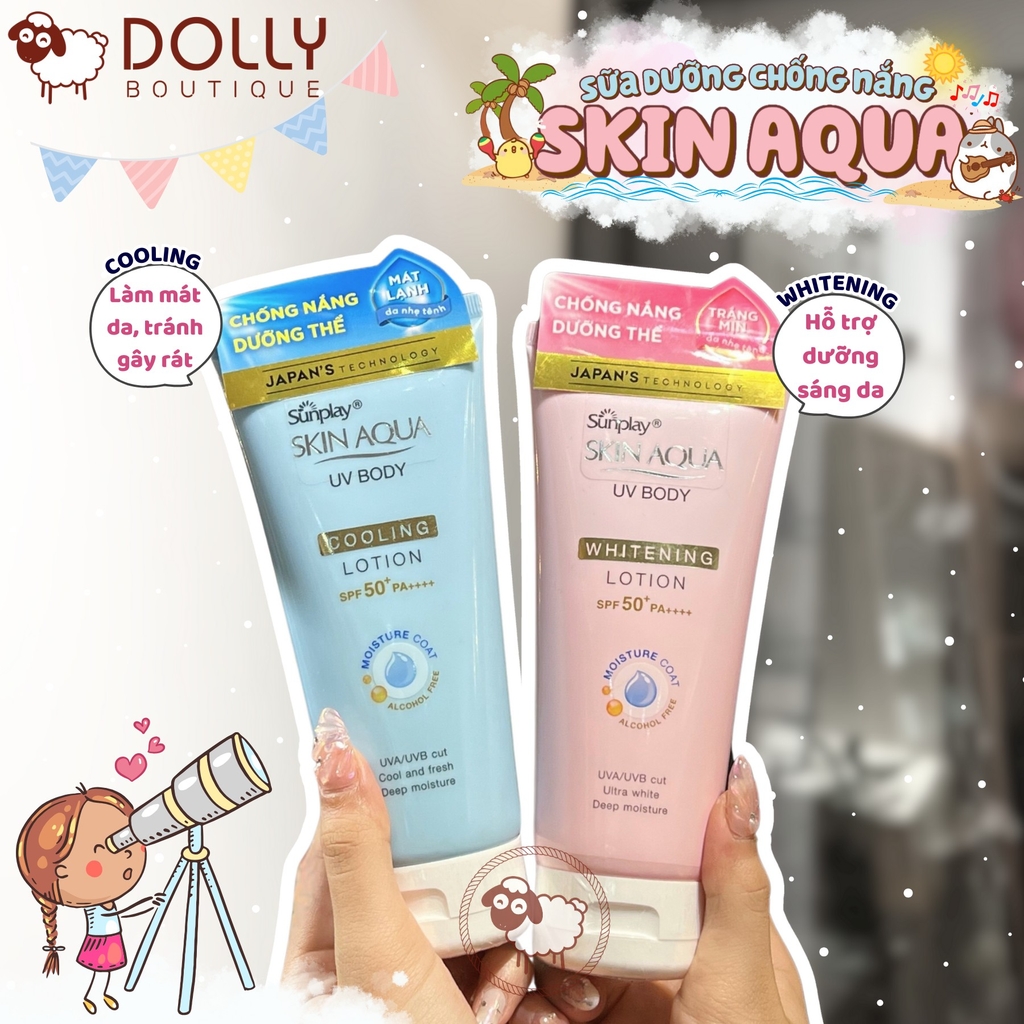 Sữa Dưỡng Chống Nắng + Dưỡng Thể Sáng Mịn Da Skin Aqua Uv Body Whitening Lotion 150gr NK