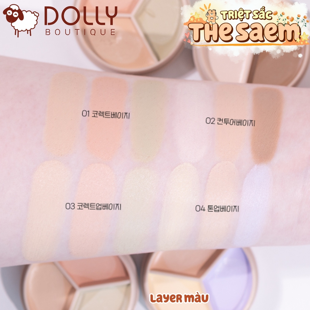 Bảng Triệt Sắc 3 ô The Saem Cover Perfection Triple Pot Concealer - 04 Tone Up Beige 4.5g