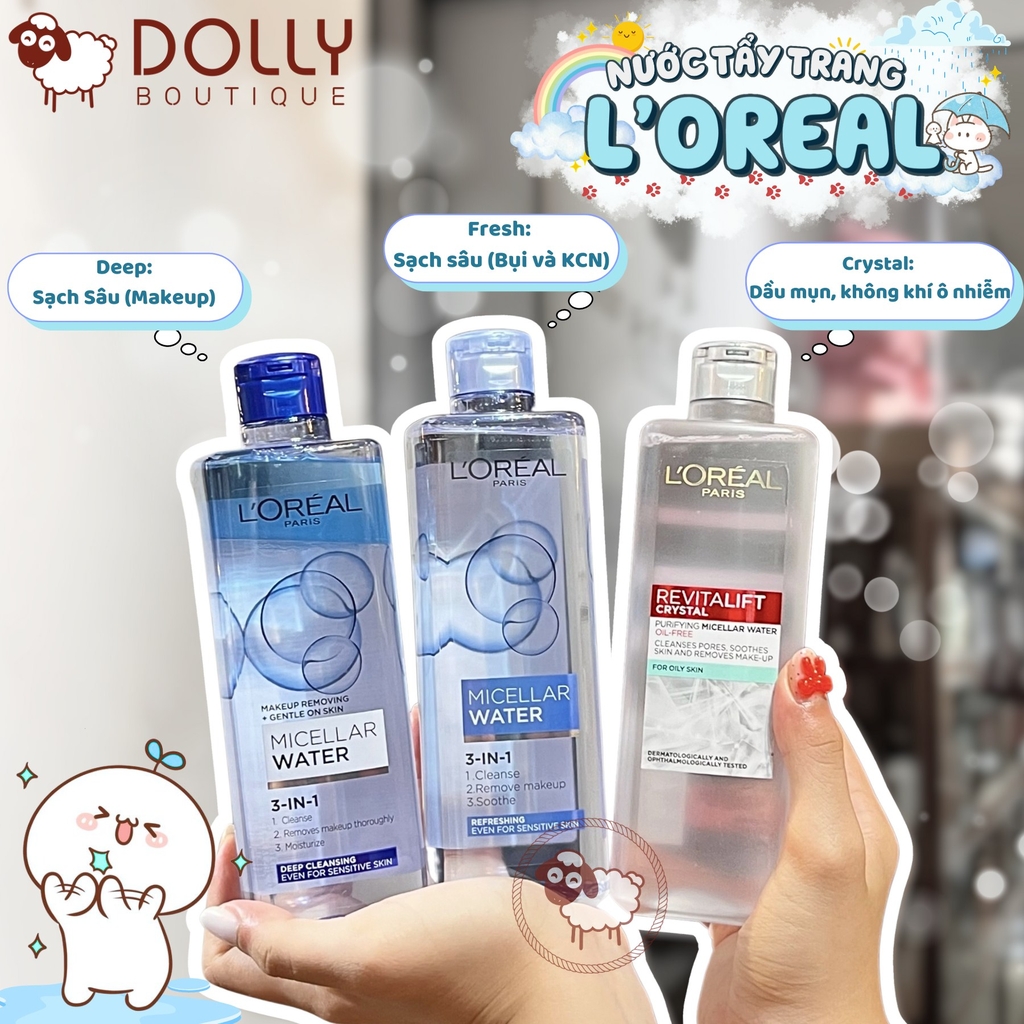 Nước Tẩy Trang L'Oreal Paris Skincare Make Up Remover Micellar Refreshing ( Tươi Mát ) - 400ml