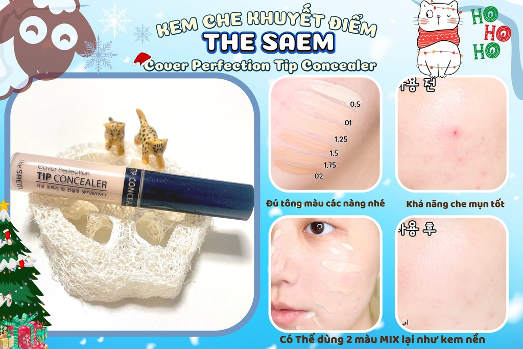 Kem Che Khuyết Điểm The Saem Cover Perfection Tip Concealer #1.25 Light Beige - 6.5g