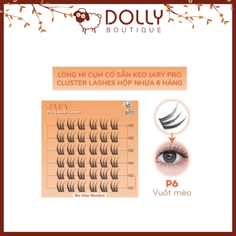Lông mi cụm có sẵn keo Jary Pro Cluster Lashes Hộp Nhựa 6 hàng