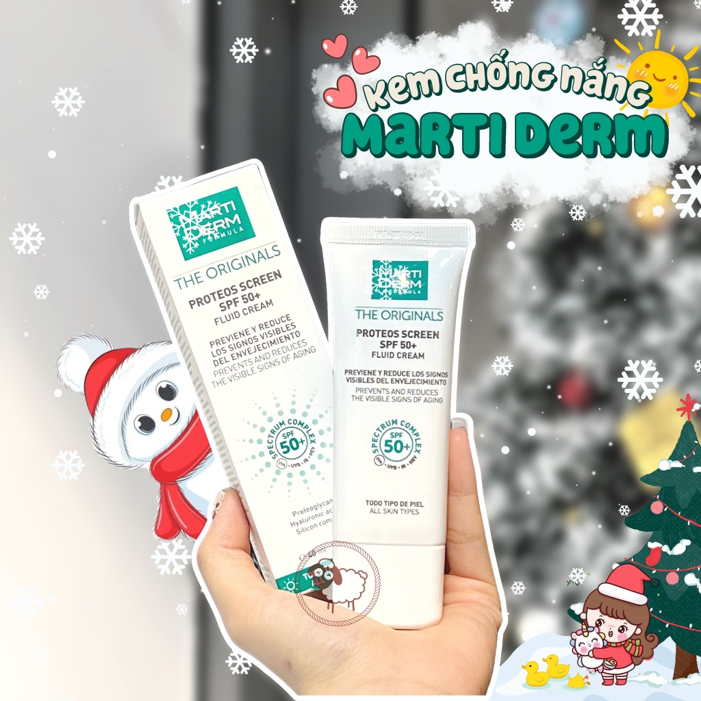 Kem Chống Nắng Phổ Rộng Toàn Diện Ngừa Lão Hóa, Phòng Chống Nám Quay Lại - Martiderm The Originals Proteos Screen SPF50+ Fluid Cream NK