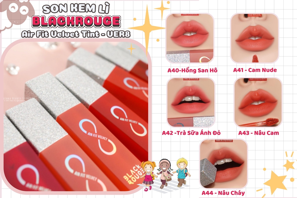 Son Kem Lì Black Rouge Air Fit Velvet Tint #A42 BlackTea Soul ( Màu Đỏ Trà Sữa )