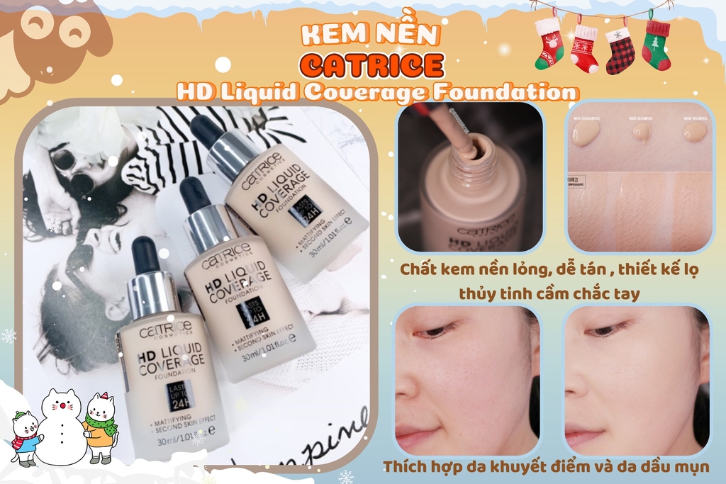 Kem nền Catrice HD Liquid Coverage Foundation 24h 010 - 30 ml