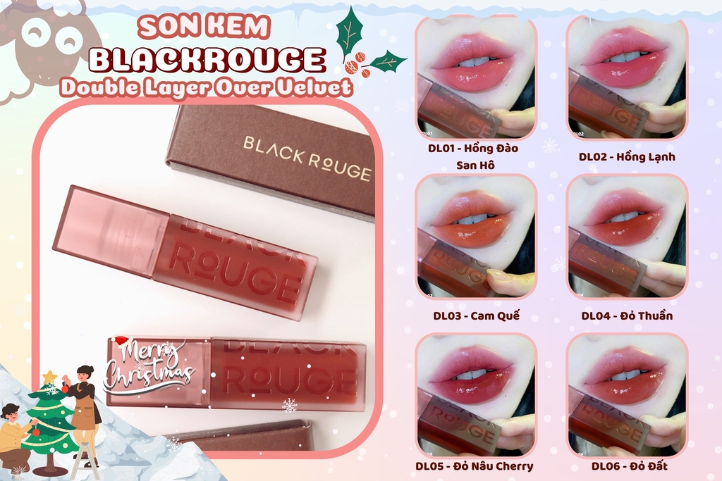Son Kem Black Rouge Double Layer Over Velvet  #DL02 Mute Layer ( Màu Hồng Lạnh ) - 4.1g