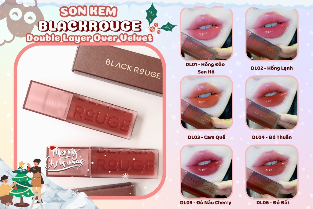 Son Kem Black Rouge Double Layer Over Velvet #DL04 - Chili Layer (Màu Đỏ Thuần)