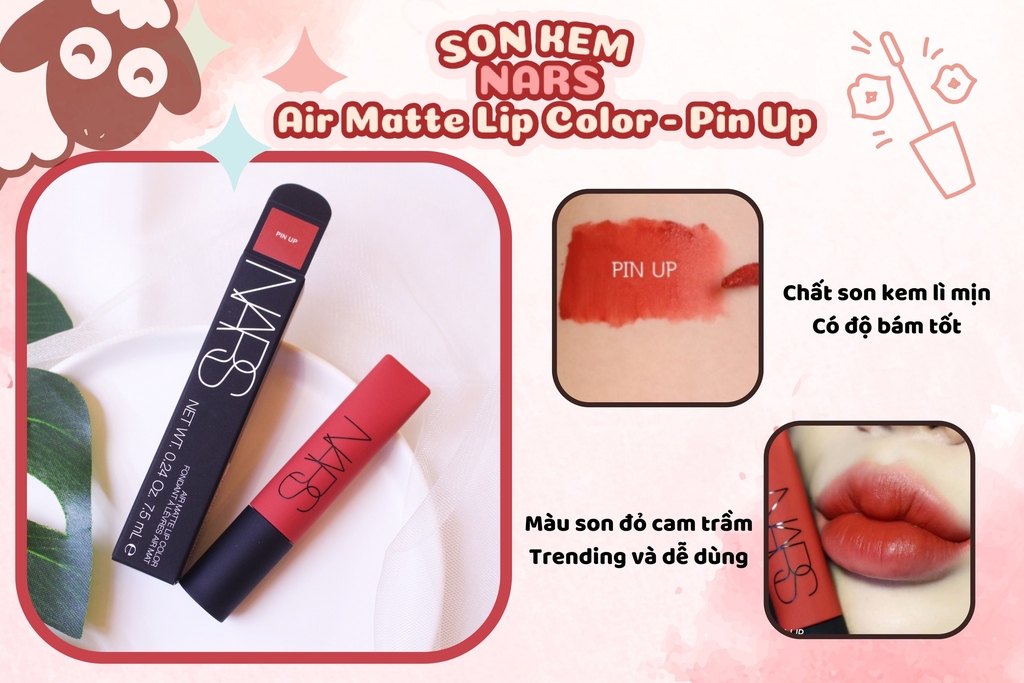 Son Kem Nars Air Matte Lip Color #Pin Up (Màu Đỏ Cam Trầm)