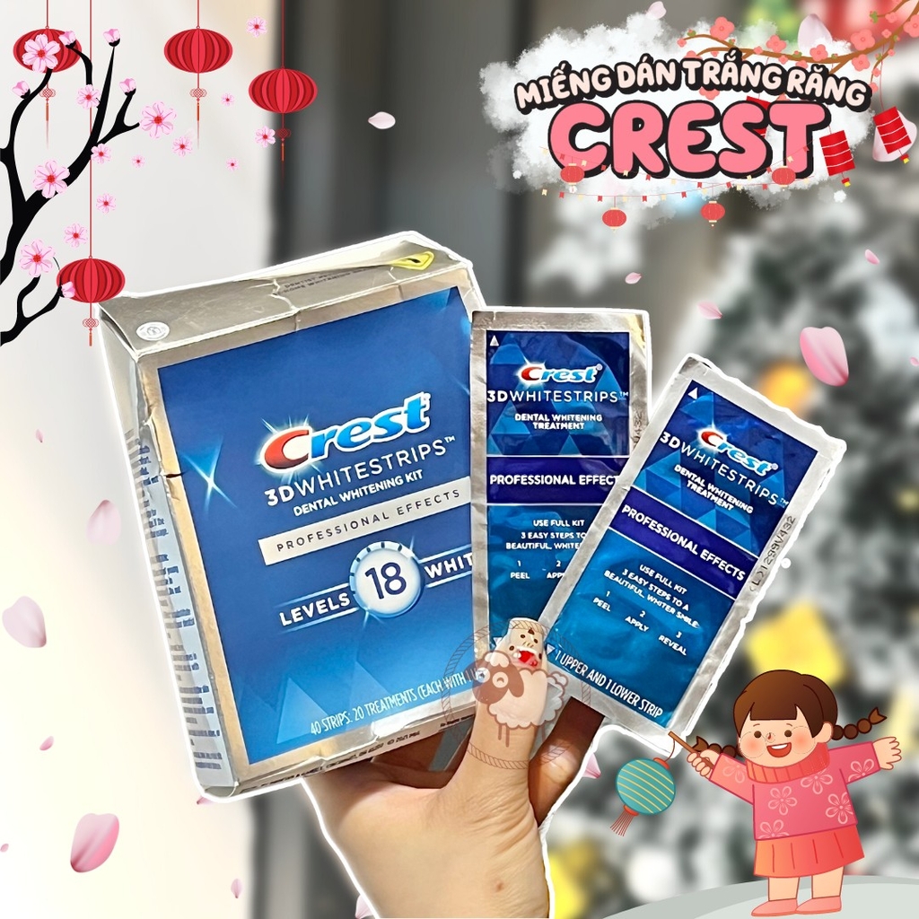 Miếng Dán Trắng Răng Crest 3D White Professional Effects Whitestrips Teeth Whitening Strips ( 1 miếng)