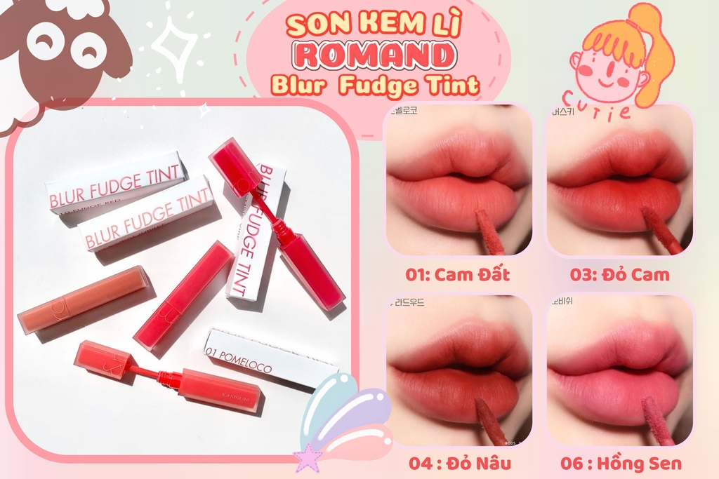 Son Kem Lì Romand Blur Fudge Tint #04 Radwood (Màu Nâu Gỗ Trầm) 5g