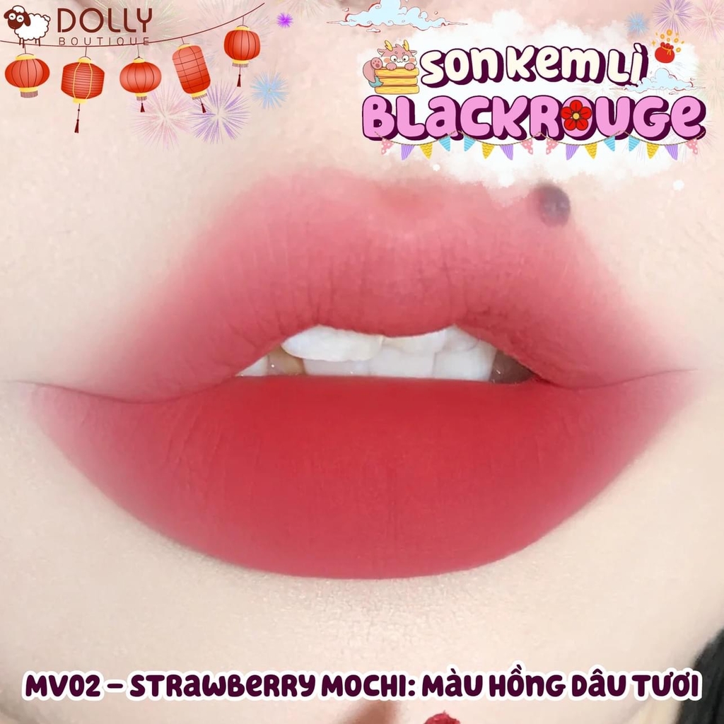 Son Kem Lì Black Rouge Muddish Cushion Velvet #MV02 Strawberry Mochi ( Hồng Dâu ) - 4g