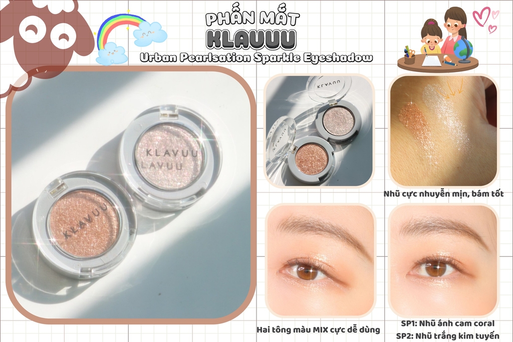 Nhũ mắt Klavuu Urban Pearlsation Sparkle Eyeshadow #SP1 Marigold Peach ( Cam Đào ) - 1.4g