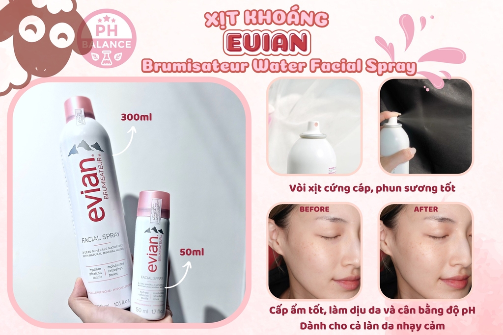 Xịt Khoáng Evian Cấp Ẩm Và Làm Dịu Da 50ml